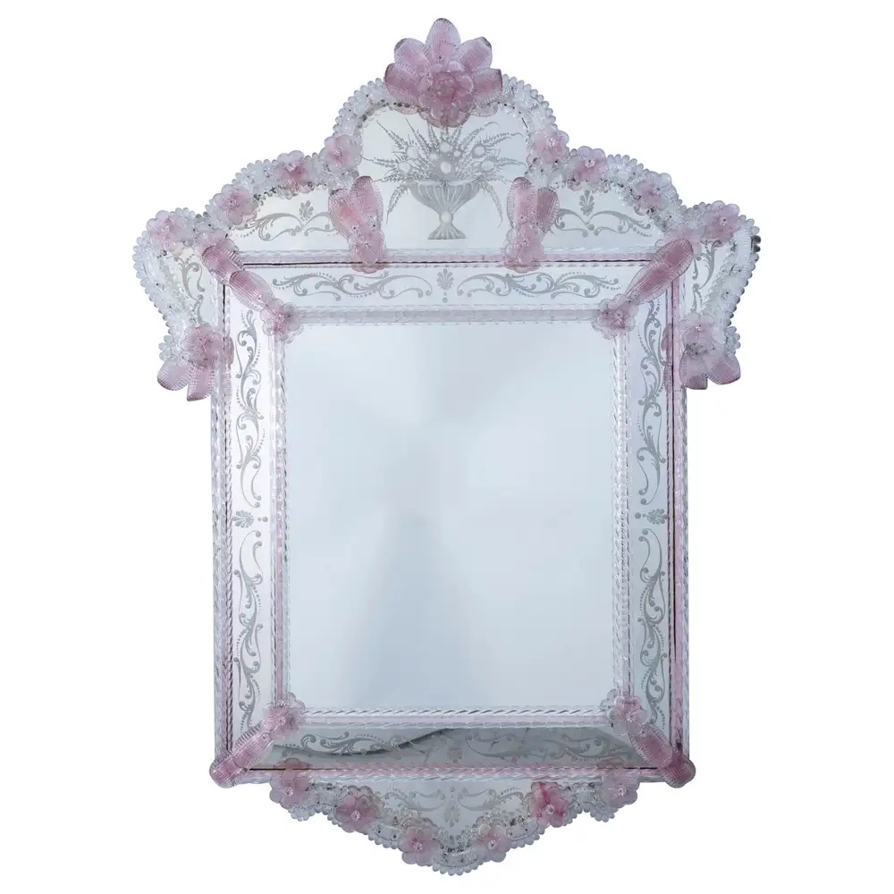 Amazing Midcentury Octagonal Venetian Murano Glass Mirror
